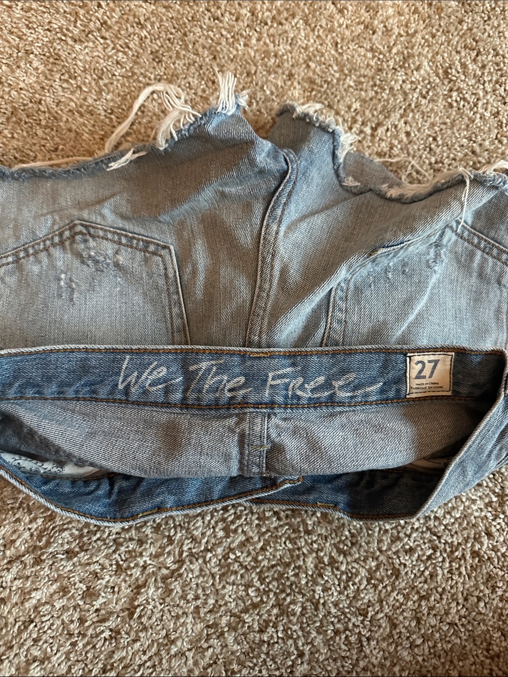 Free People Womens Distressed Denim Shorts - Light Blue - Picture 3 of 3
